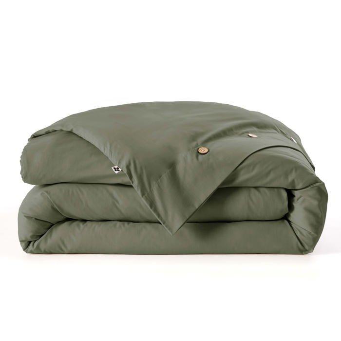Housse de couette en percale 240 x 260 cm vert romarin Perrine