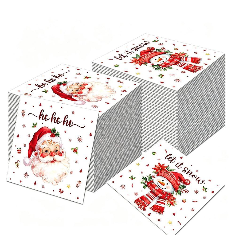 20Pcs Paper Christmas Paper Napkins Square Shape Holiday Table Napkins Christmas Parties