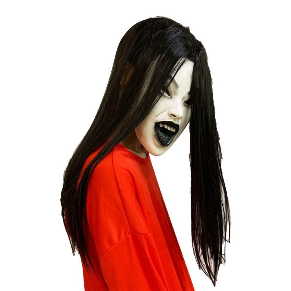 Latex Mask Halloween Decoration Long Hair Party Cosplay Costume Creepier Headgear Ghost House