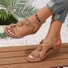 Fashion Retro Flower Decor Wedge Sandals for Women 2025 Summer Casual Non Slip Beach Shoes Woman Elastic Band Comfort Walking Sandalias