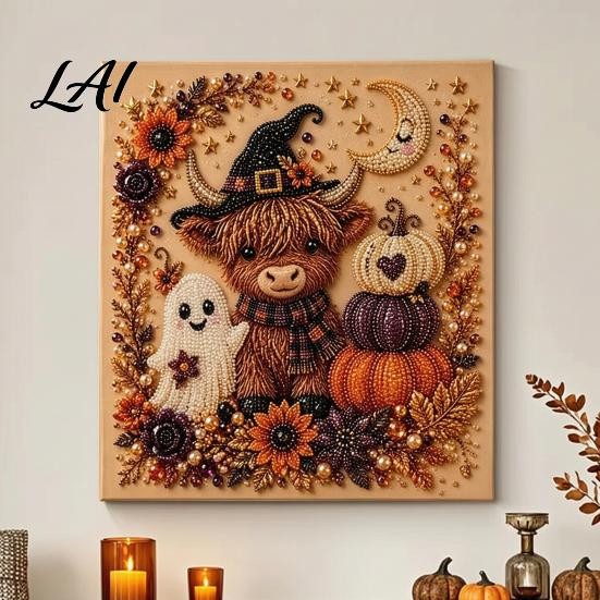 Relaxing Arts And Crafts for Home 2Pcs Halloween Faux Pearl Art Ghost Pumpkin Witch Crow Painting DIY Handmade Gift Craft Enthusiasts Kit