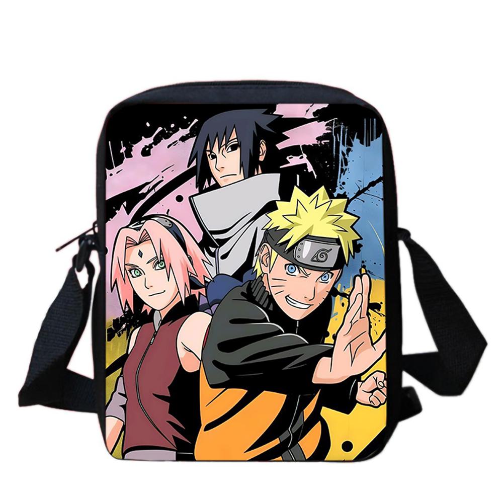 Детская сумка через плечо из аниме NARUTO, легкая и прочная, с регулируемым ремнем, надежная молния, для школы и повседневного использования, для мальчиков и девочек 6-10 лет