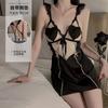 Women's Satin Lace Deep V Push Up Padded Backless Sleep Dress Lounge Set