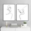 Абстрактные линии лица женщины минималистская настенная живопись холст скандинавские постеры и принты настенные картины для гостиной домашний декор
