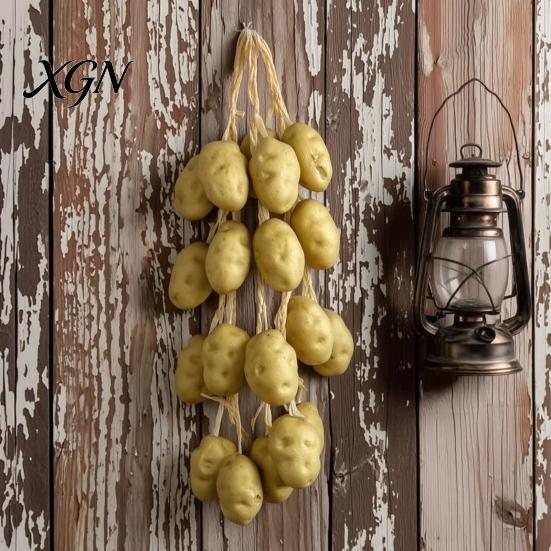Realistic Fake Vegetables for Farmhouse Display Artificial Hanging String, Simulation Pendants, Kitchen Wall Vegetable Skewers Cafe Decor, Foam Props