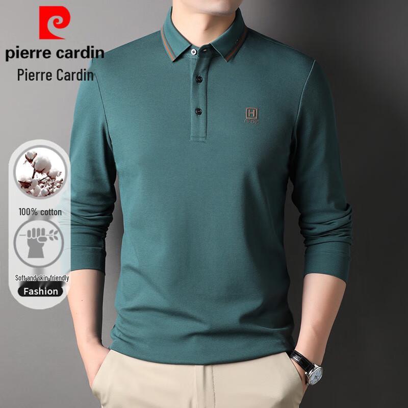 Pierre Cardin Мужская хлопковая рубашка-поло с длинным рукавом 100%