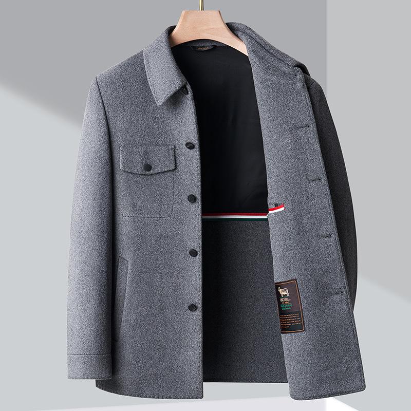 Высококачественное двухстороннее кашемировое пальто мужское осенне-зимнее новое модное шерстяное пальто с лацканами в деловом повседневном стиле