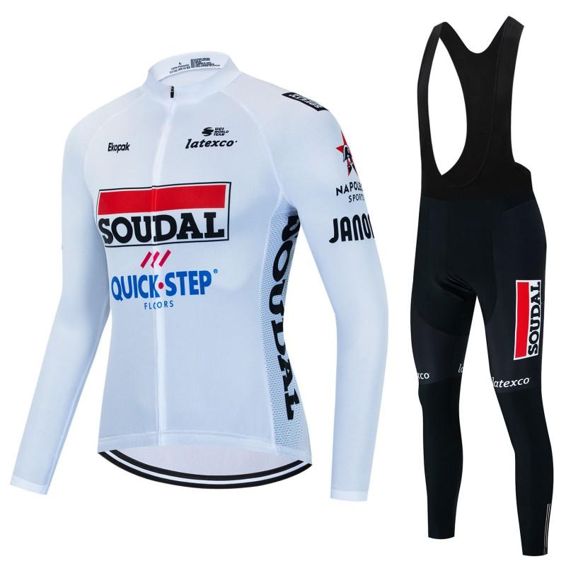 Mens Quick Step Long Sleeve Cycling Jersey Set Mountain Road Bikes Breathable Quick-Dry Performance Wear