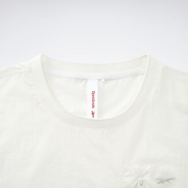Reebok Футболка Camp Woven Tee Series, однотонная, с карманом, свободная, с коротким рукавом, мужские топы, цвет не совсем белый 23RCS411MGW1