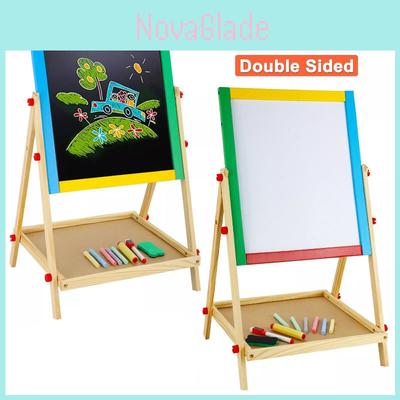 Детский двусторонний деревянный мольберт для рисования, регулируемый по высоте, красочная магнитная доска для творческой игры и обучения