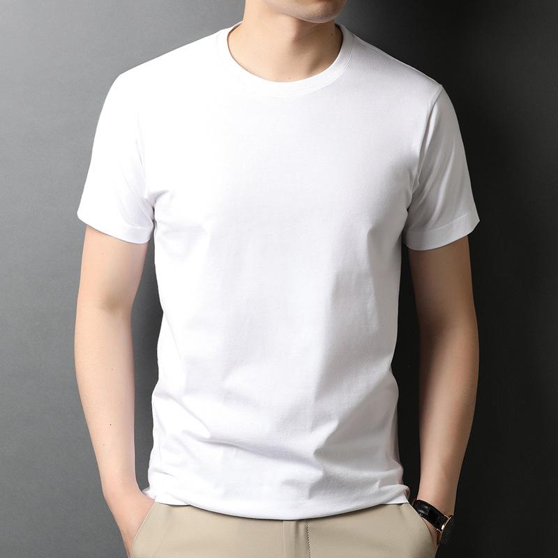 Summer New Solid Color Short-sleeved T-shirt for Young Men, Fashionable Cotton Thin Breathable Round-neck T-shirt