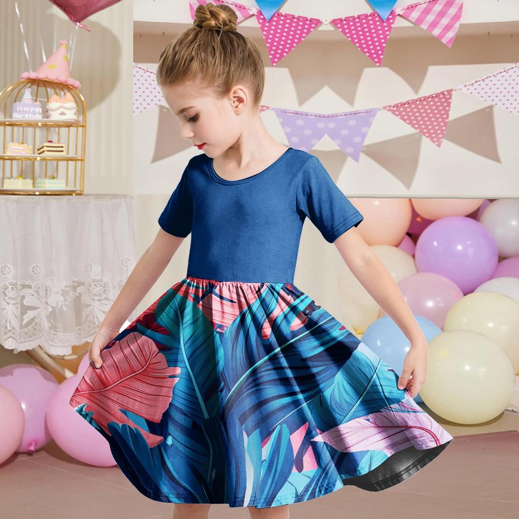 Летнее платье для девочек, платье для малышей, однотонное повседневное платье-футболка с коротким рукавом А-силуэта