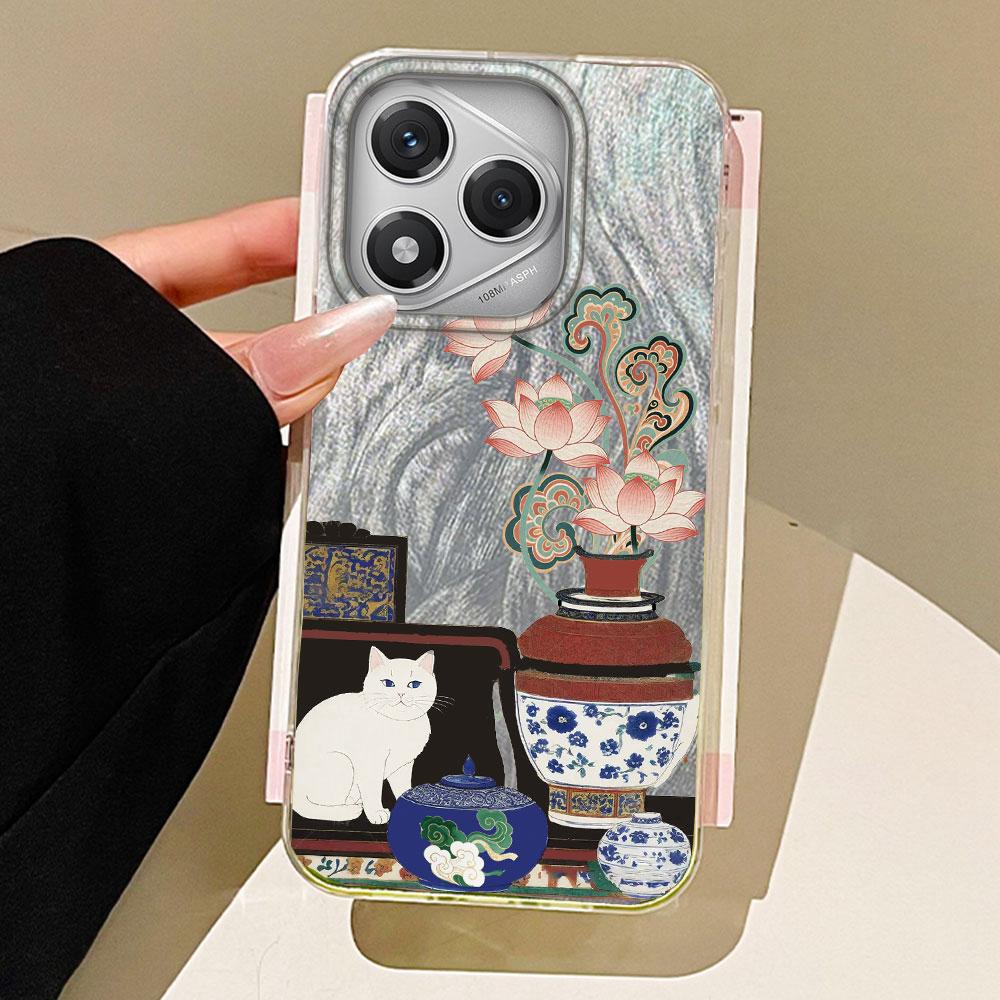 Роскошные Чехлы для Телефона с Цветком Черного Кота Чехол для Телефона для Honor 400 200 Pro Magic 7 5 Lite X9a X9c X8a X8b Оболочка Силиконовая Задняя Крышка