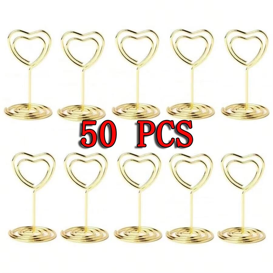 10-50pcs Mini Place Card Holder Table Number Holders Table Card Holders Wedding Heart Shaped Table Sign Picture Photo Holder