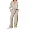 2023 Spring/Autumn Casual Sports Zipper Hoodie & Wide-Leg Pants Set