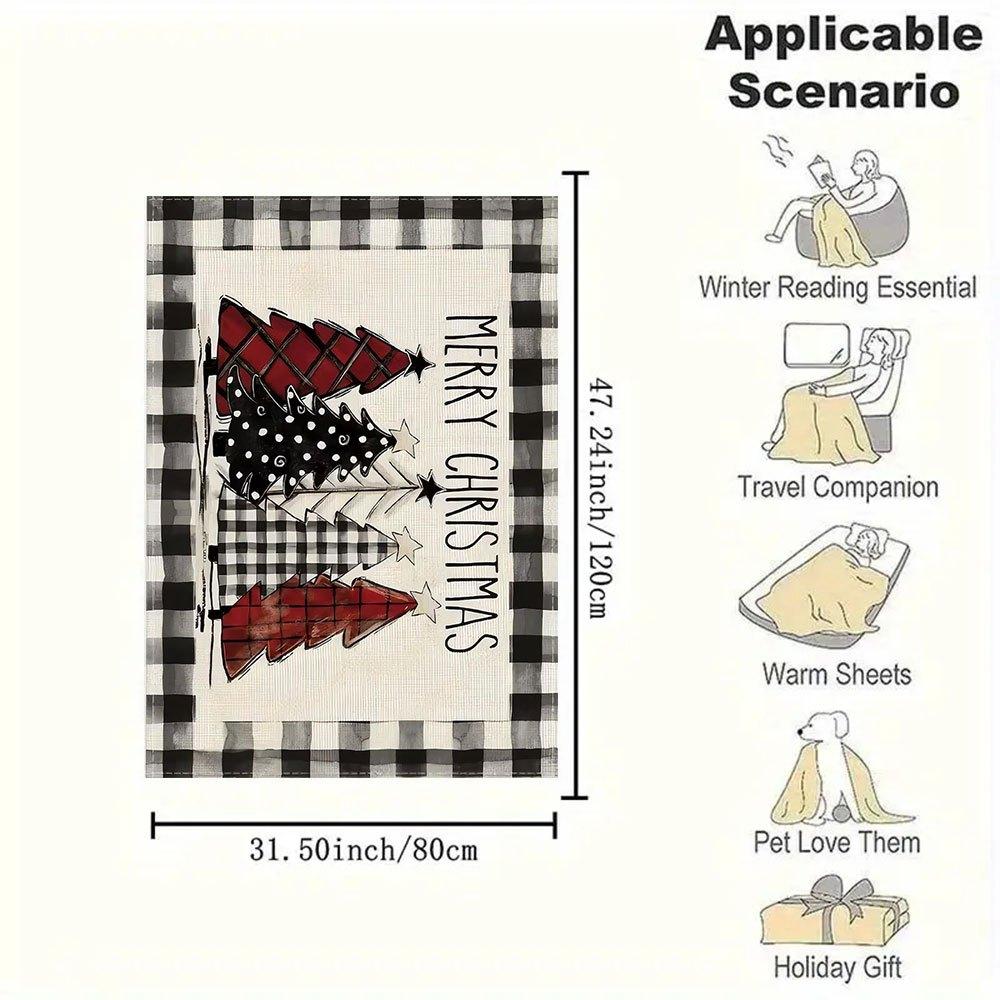 Christmas Tree Buffalo Plaid Flag - Merry Christmas DecorationsBlanket Flannel Throw Blanket for Sofa, Bed, Travel, Camping, Office, Couch,