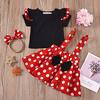 MUXIU Minnie Girls Halloween Costume Dress Children Cute Popular Polka Dot Skirt Cosplay Kids Short Sleeve Party Event Photo Shoot Performance Outfit