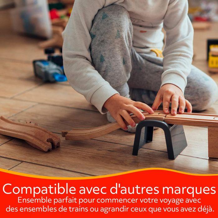 Деревянная железная дорога Kinderplay GS6151 – поезд, рельсы и транспортные средства – полный набор 213 см – детская игрушка от 3 лет