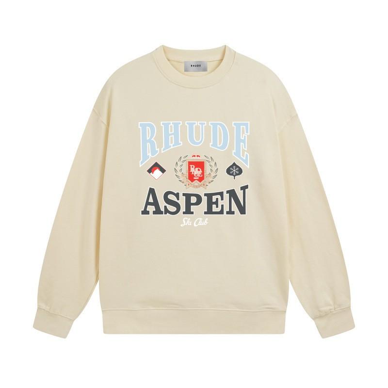 Rhude Vintage Letter Print Oversized Hoodie Men Women Casual Streetwear Sweatshirt