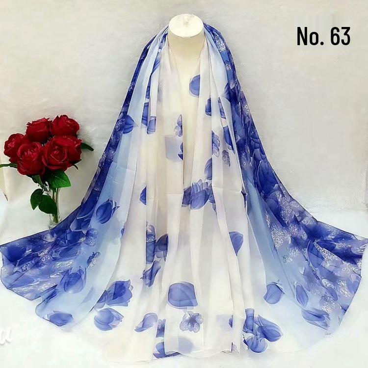 Women's Chiffon Scarf - Lightweight, Printed Sun Protection for Spring, Summer, Fall - Versatile Beach Shawl