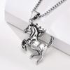 Titanium Steel Sweat Blood Horse Pendant Retro Men's and Women's Titanium Steel Thousand Mile Horse Necklace