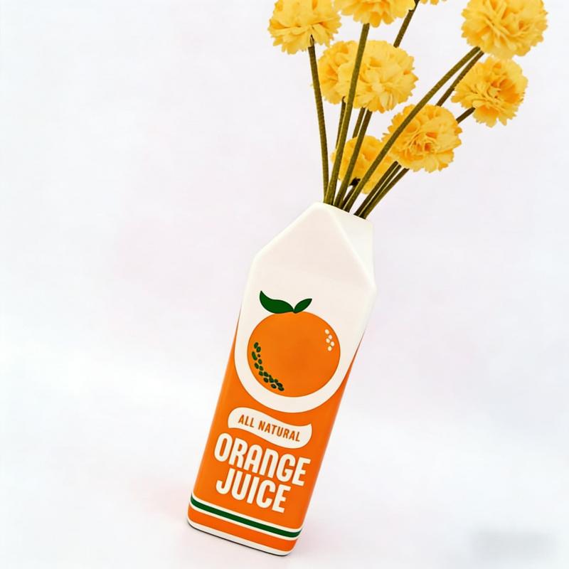 Vintage Creative Orange Juice Ceramic Vase with Original Luster Home Decor Ornament for Entryway and Dining Table