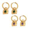 Zircon Inlaid Cross Lock Earrings - Stylish, Versatile Stainless Steel Pendant