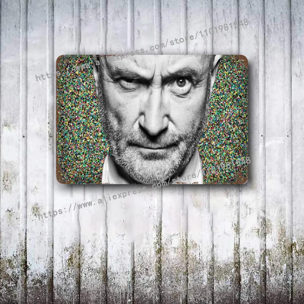 Фил Коллинз Барабанщик металлический Декор Постер Винтажная Жестяная Табличка Металлическая Табличка Декоративная Табличка для Паба Бара Мужской Пещеры Клуба Настенное Украшение