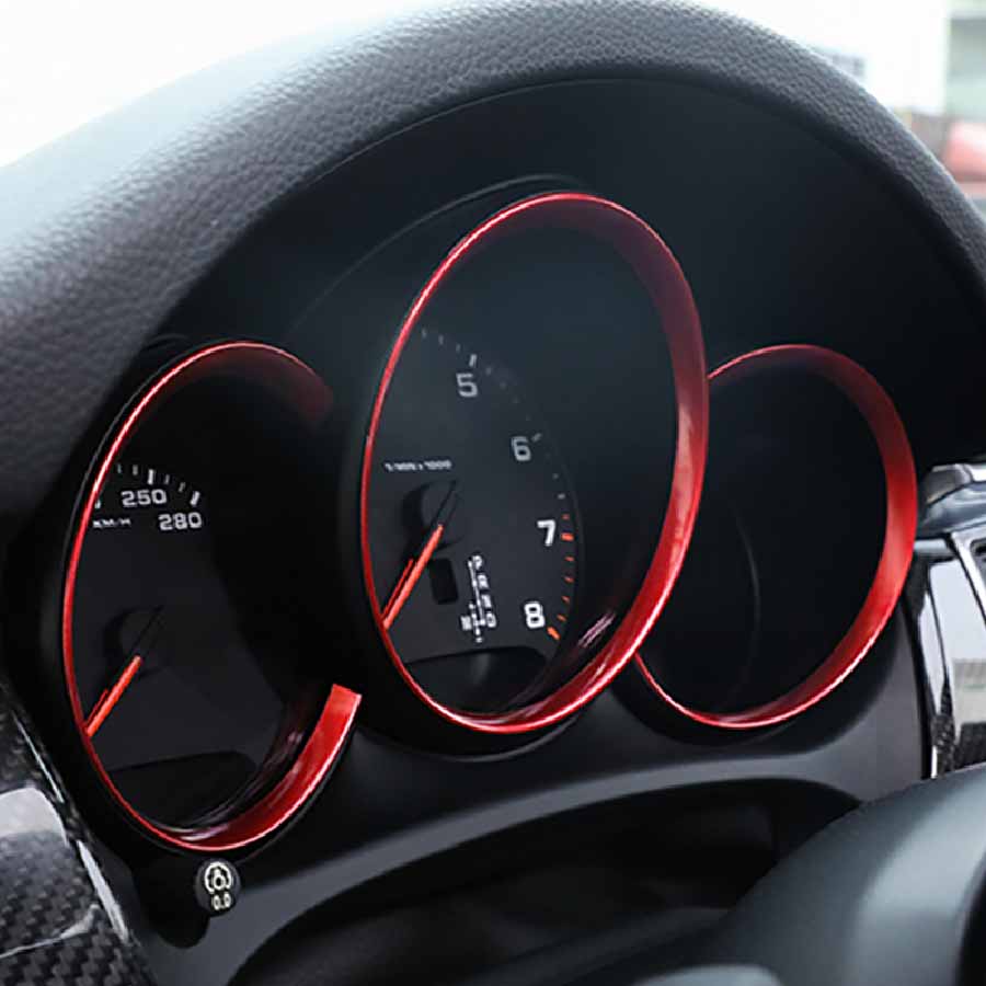 Серебристый, красный ABS, украшение на переднюю панель автомобиля, рамка, кольцо для циферблата, отделка консоли для Porsche Cayenne Panamera Cayman Macan 718