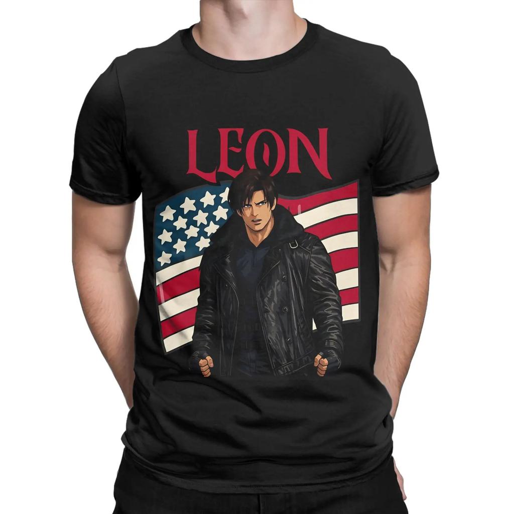 Унисекс Футболка с принтом Leon S Kennedy Resident Evil 9 Requiem Из чистой хлопка Одежда для женщин и мужчин Удобные футболки
