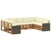 Outdoor Corner Sofa Set with Cushions 9 Pcs Natural and Cream Polyester