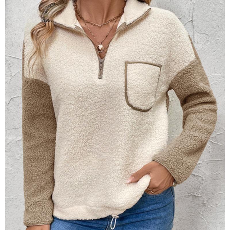 Женская мода повседневная однотонная принтованная рубашка осень-зима с длинным рукавом и воротником-поло, пуловеры и длинные рукава