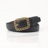 Minimalist Retro Chain Buckle Ladies Leather Belt With Alloy Clasp For Casual Wear