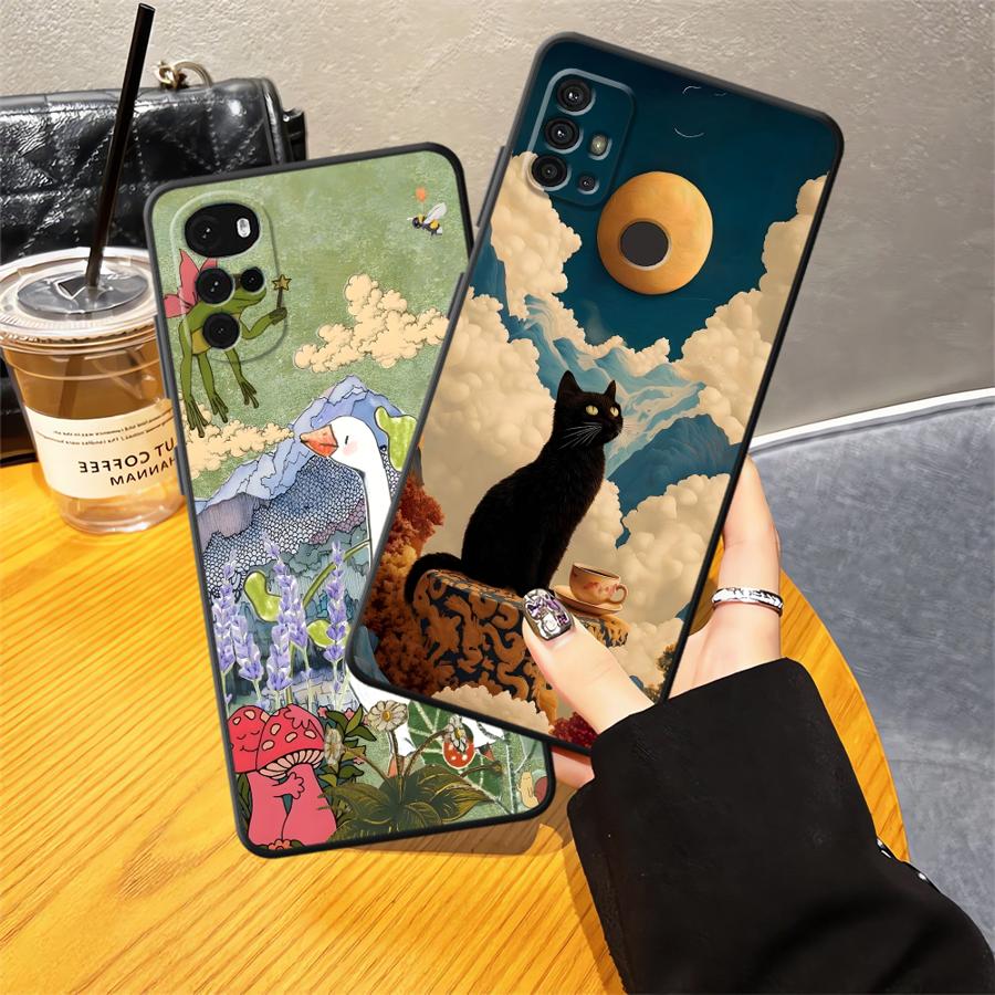 Мультяшная Утка Кошка Чехол для Телефона для Motorola Moto G52 G32 G60s G71 G50 G22 Edge40 G53 G30 Edge 20 Pro 30 Lite G51 G73
