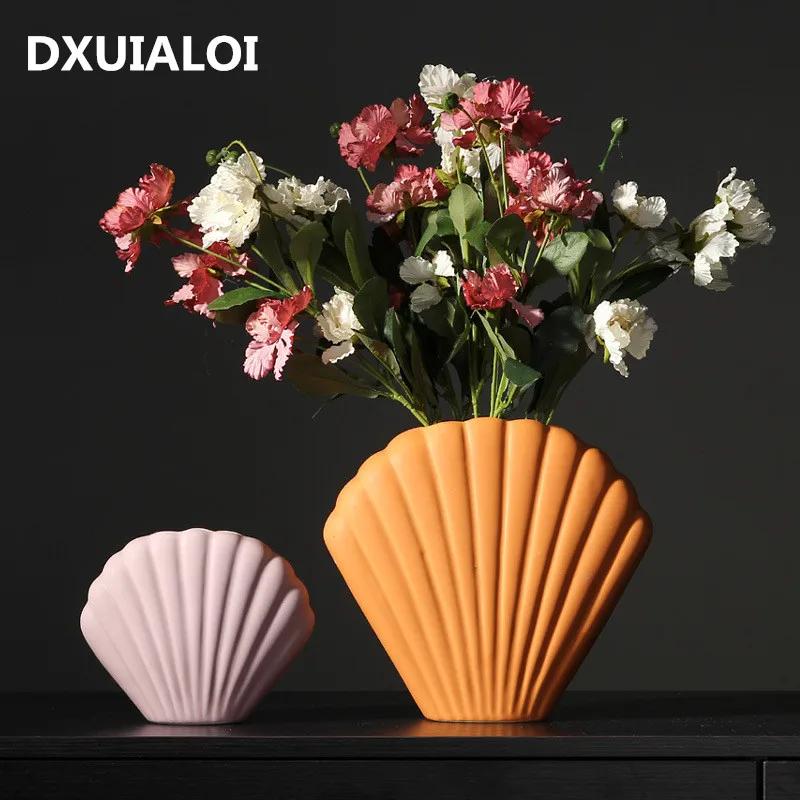 Nordic Art Shell Vase Creative Ceramic Vase Modern Minimalist Home Decor Accessories Modern Flower Vase for Wedding Decoration