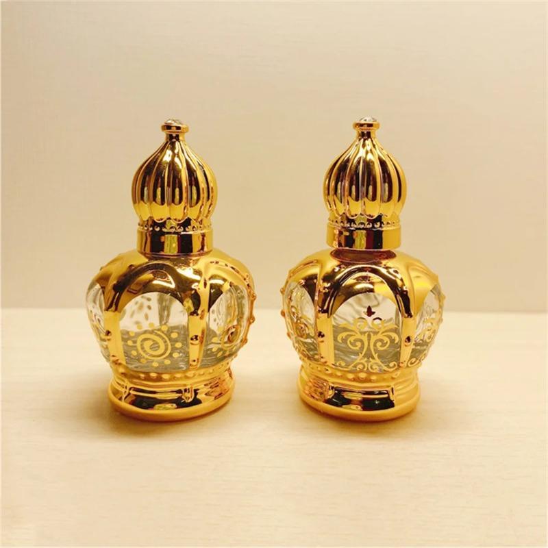 15ml Random Patterns Luxury Golden Essential Oil Roller Bottle Refillable Perfume Bottle Glass Roll-On Essential Oil Bottle Cosmetics Container
