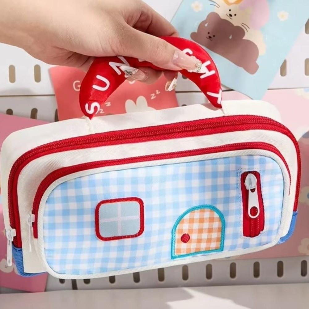 House Design Pencil Pouch Large Capacity Pen Bag Cosmetics Storage Pencil Case Gifts