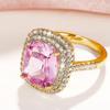 Elegant European and American Square Pink Zircon Wedding Ring with Micro-Inlaid Design