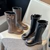 Children's Martin Boots  New Girls' Foreign Style Bow High-top Boots Fashionable Girls' Princess Shoes