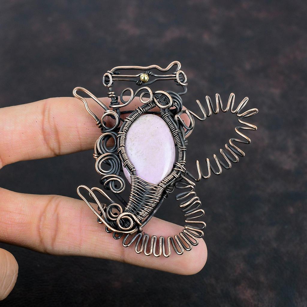 Подвеска из фосфосиритового драгоценного камня, медная проволока, кулон, подвеска в виде кролика, медные украшения, кулон ручной работы, подарки для него, ювелирные изделия из проволочной обмотки