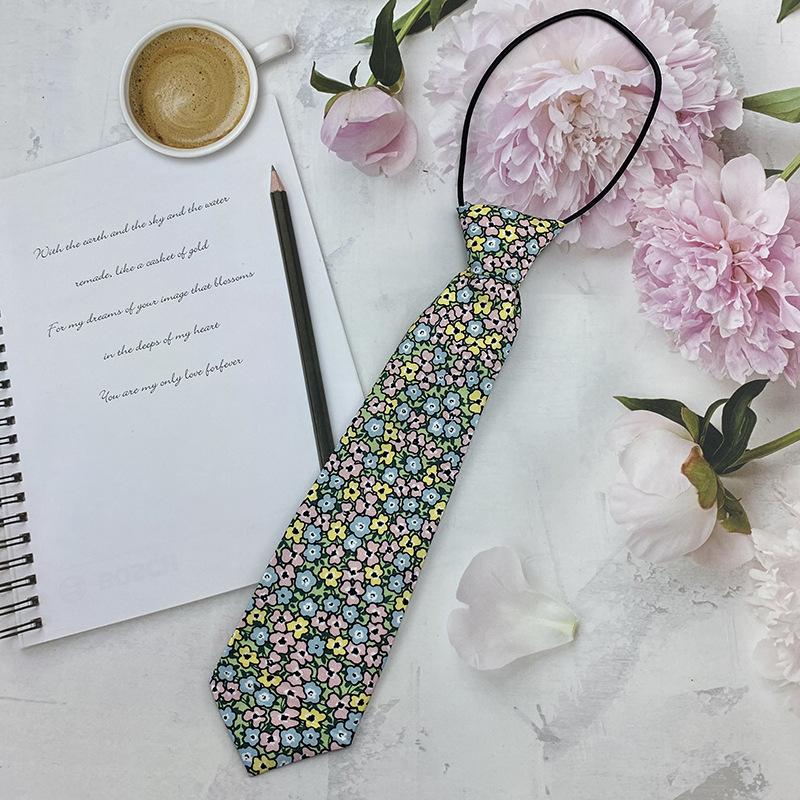 Homemade Small Tie Ins Short Cartoon Floral Printing Retro Chiffon Cute Personality Free Jk Women'S Tie Factory