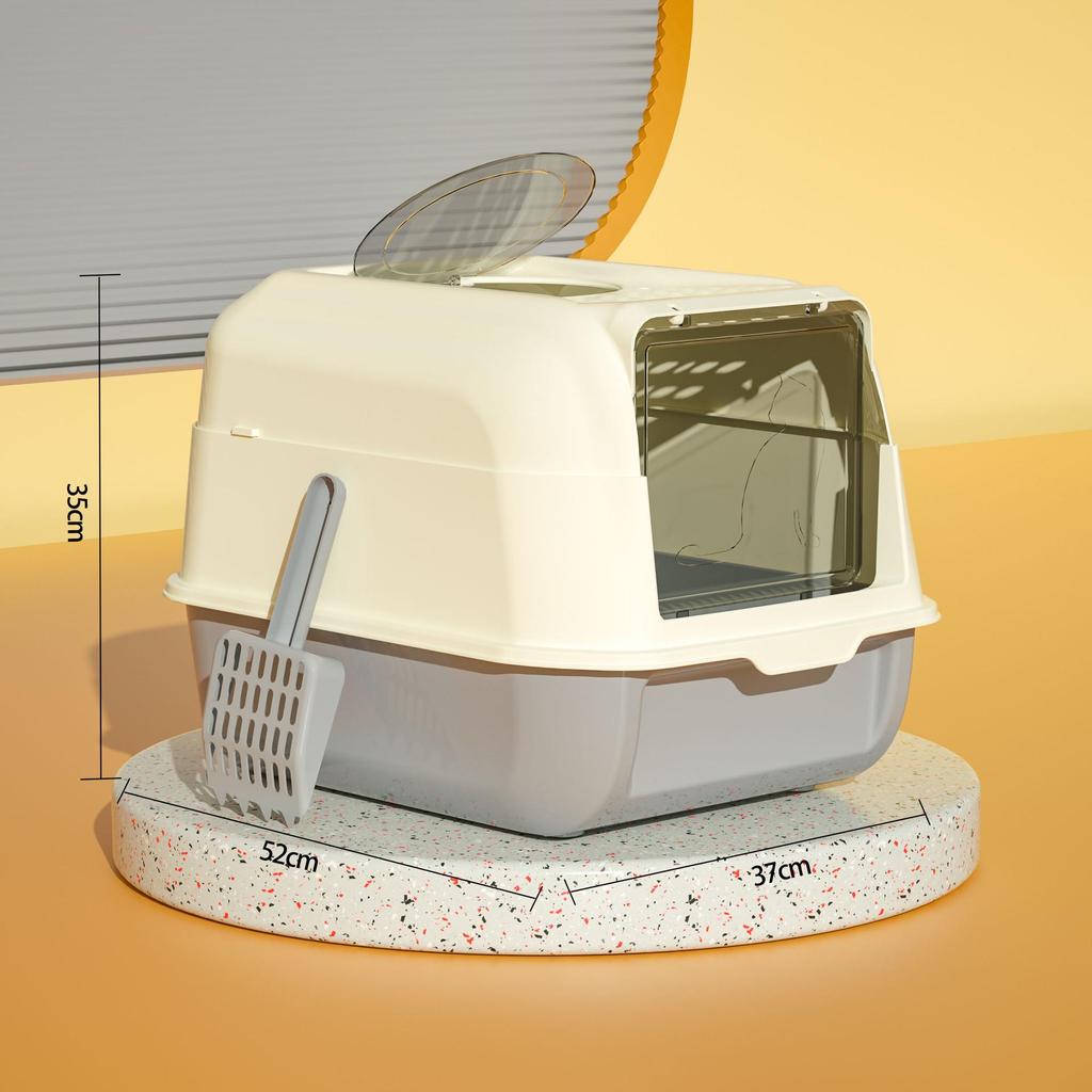 Extra Large Enclosed Cat Litter Box with Handle - Anti-Splash, Odor-Proof Design.