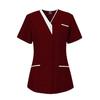 Униформа медсестры, скрабы, топы, женские топы с v-образным вырезом и короткими рукавами, пуловеры с карманами, лоскутная цветная рабочая одежда для кормящих мам