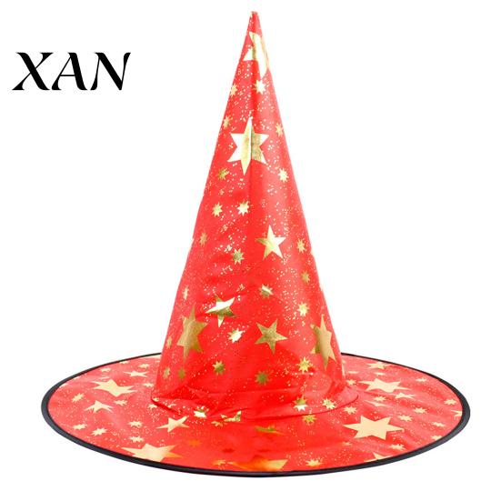 Black Witch Hat Halloween Wizard Hat, Adult Kids Cosplay Cone with Spider Decorative Web Star Decor, Gothic Party Costume Prop, Trick or Treat