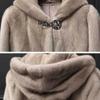 Faux Mink Fur Coat Women's Mid-length Fur Coat with Hood