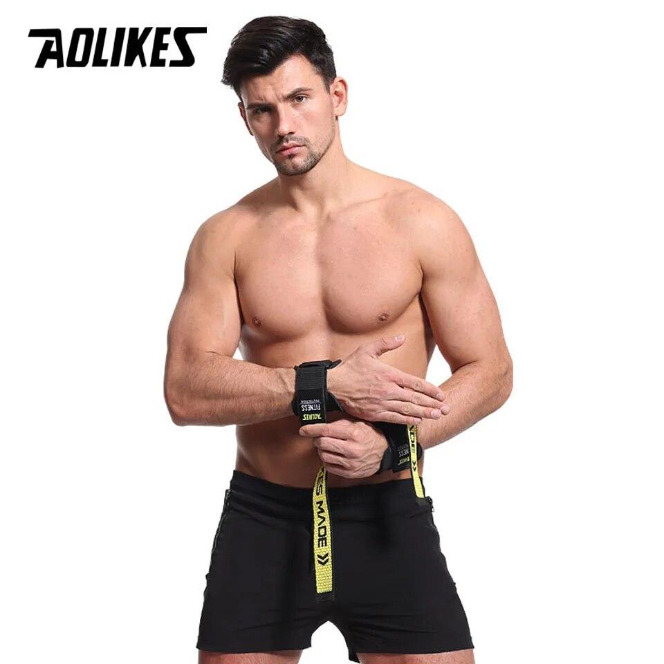 AOLIKES 1 Pair Weightlifting Straps Anti-Slip Silicone Lifting Wrist Straps Strength Training Crossfit Hand Grips Wrist Support 1