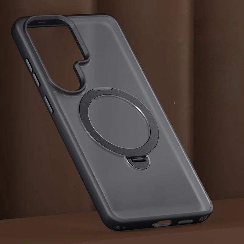 Magnetic Matte Phone Case for Samsung S26 Ultra Galaxy S26 Plus For Magsafe Metal Ring Stand Holder Contrast Color Frosted Cover