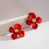 Новые нерегулярные серьги-гвоздики с красным цветком для женщин, женские маленькие серьги с матовыми лепестками, богемные милые аксессуары для ушей orecchini