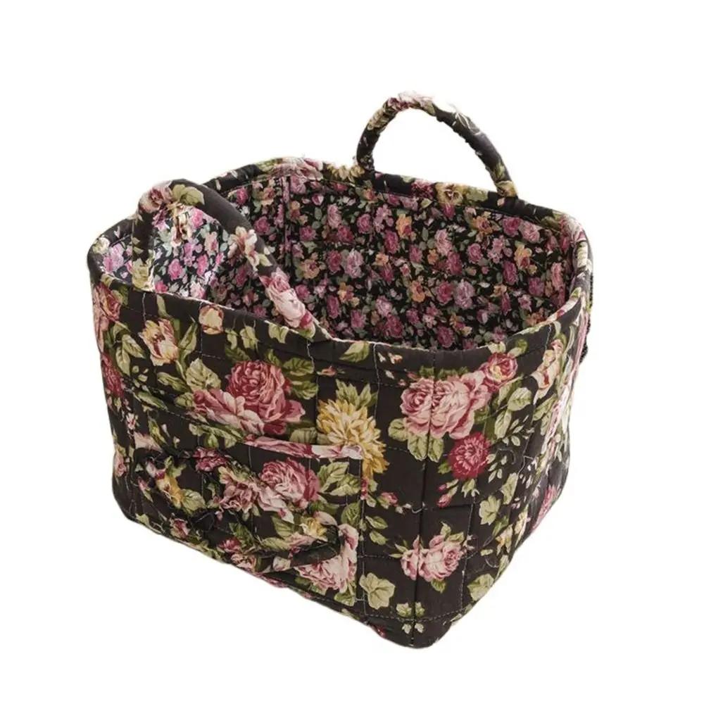 Корзина для хранения тканей в пасторальном стиле, штабелируемая, моющаяся, органайзер для хранения всякой всячины, складная рамка для организации мусора из нижнего белья