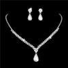 New Jewelry Metal Diamond Necklace Earrings Two-piece Wedding Bride Jewelry Set Combination